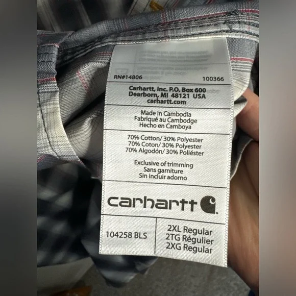 Carhartt NWT Men’s Force Relaxed Fit Short Sleeve Button Front Plaid Shirt - Picture 13 of 14